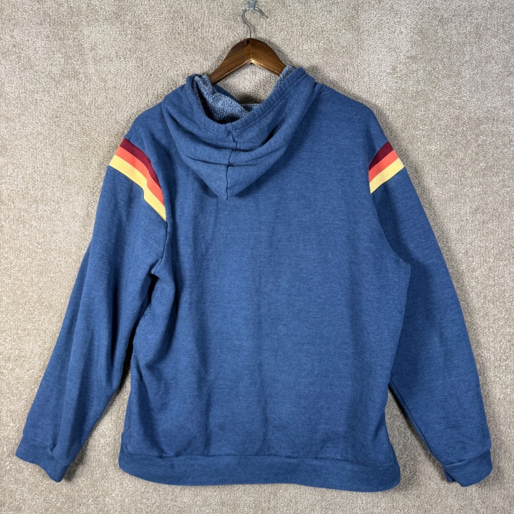 Marine Layer Hoodie Mens XL Blue Rainbow Stripe Retro Pullover Sweatshirt - Picture 8 of 9